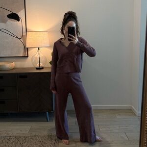 Women's A New Day Purple Rib Knit Matching Lounge Set NWOT